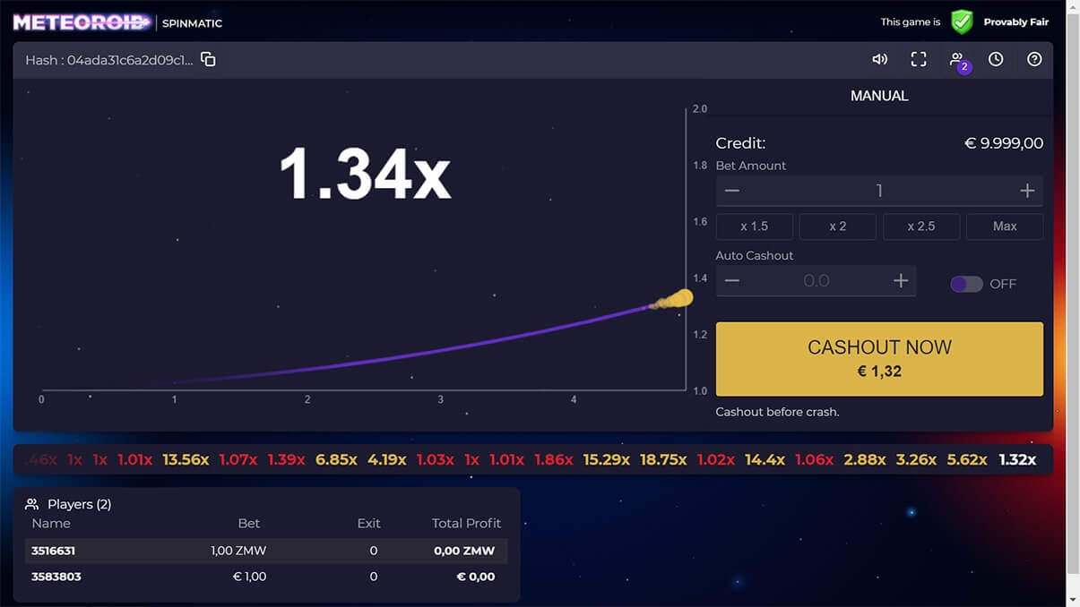 image de présentation cashout du mini-jeu Meteoroid