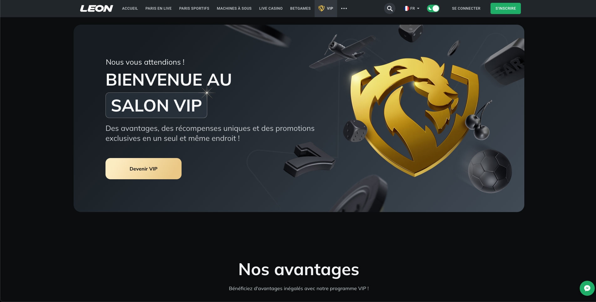 L'offre VIP sur le casino en ligne Leonbet