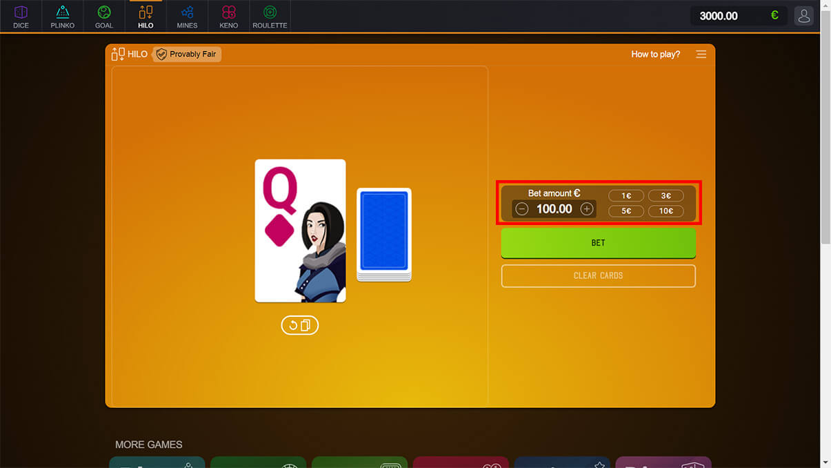 image de présentation des mises du mini-jeu Hilo