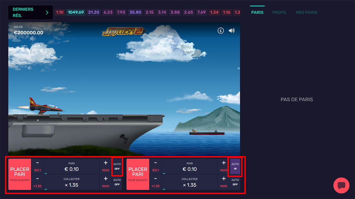 image de présentation mode auto du mini-jeu Jet Lucky 2