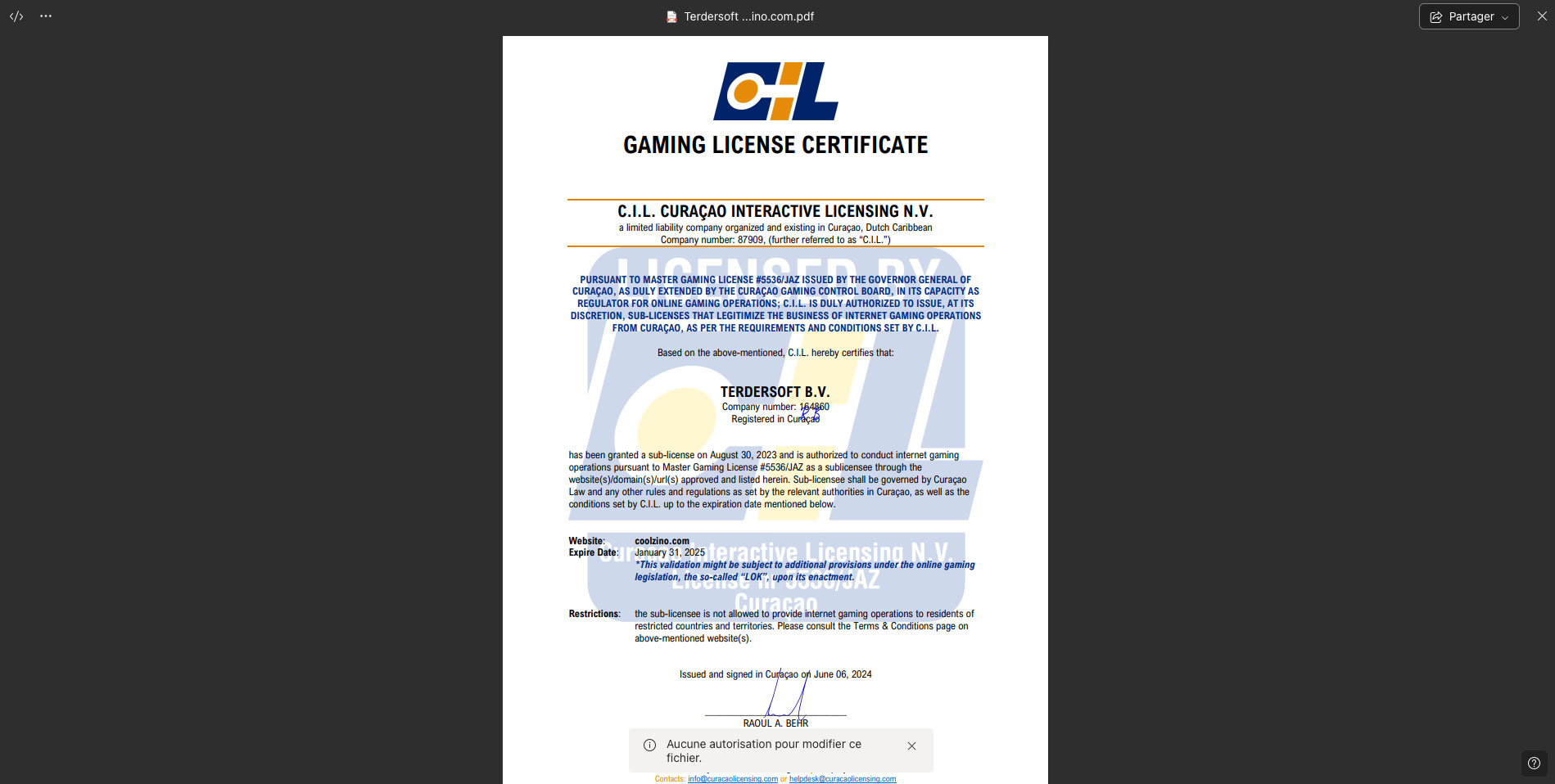 licence sur le casino en ligne Bdmbet