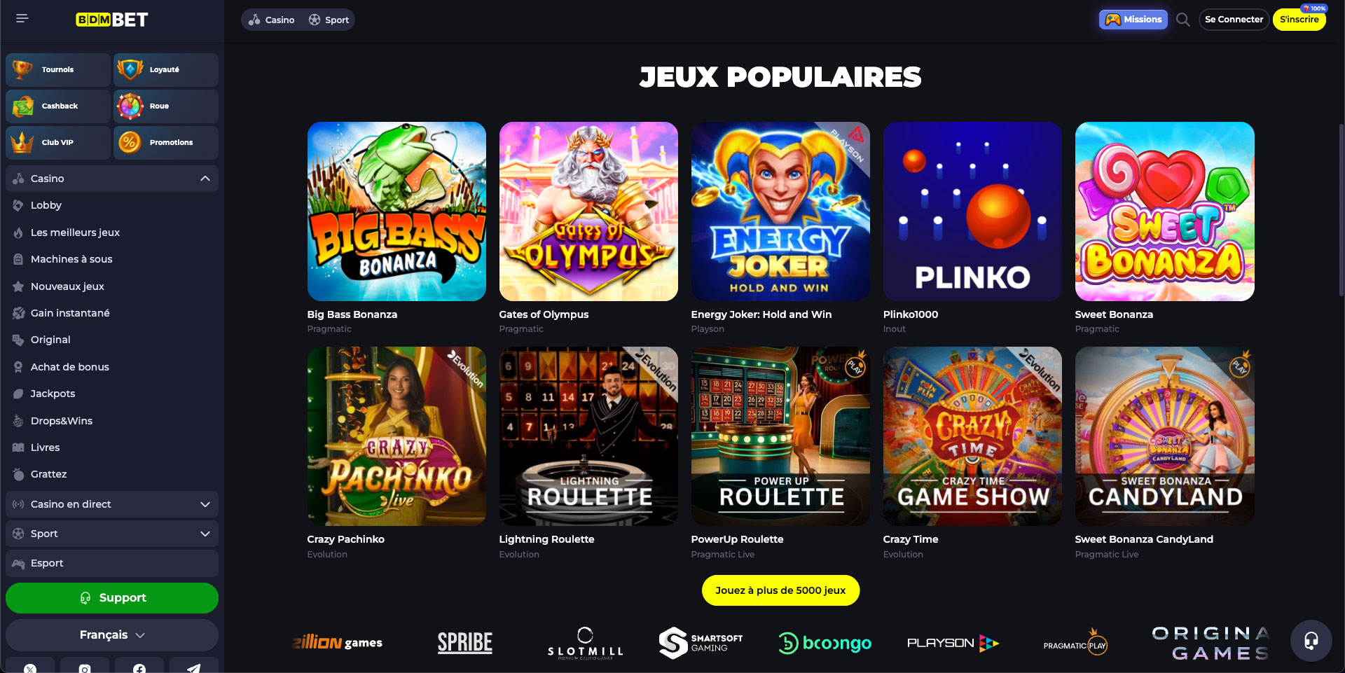 les jeux populaires sur le casino en ligne Bdmbet