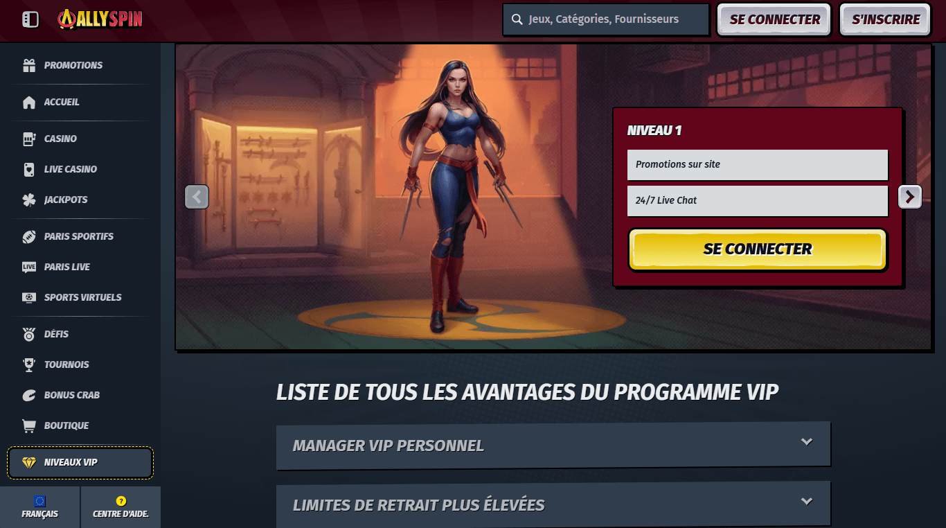 Programme VIP du casino en ligne AllySpin