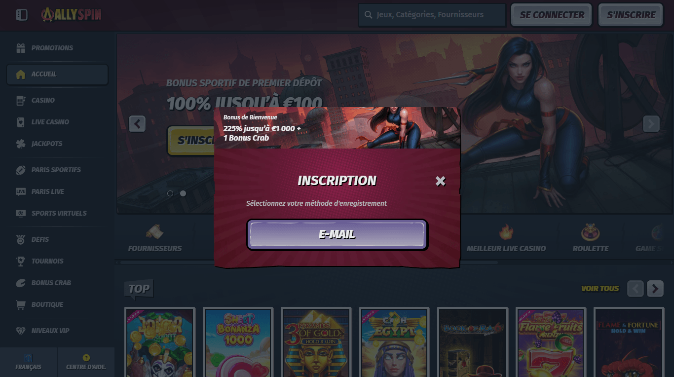 L'inscription chez AllySpin