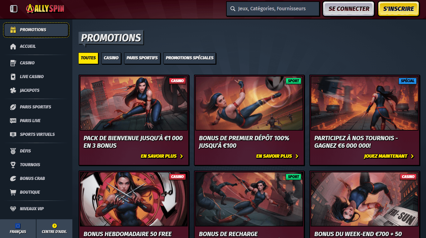 Les promotions de AllySpin Casino