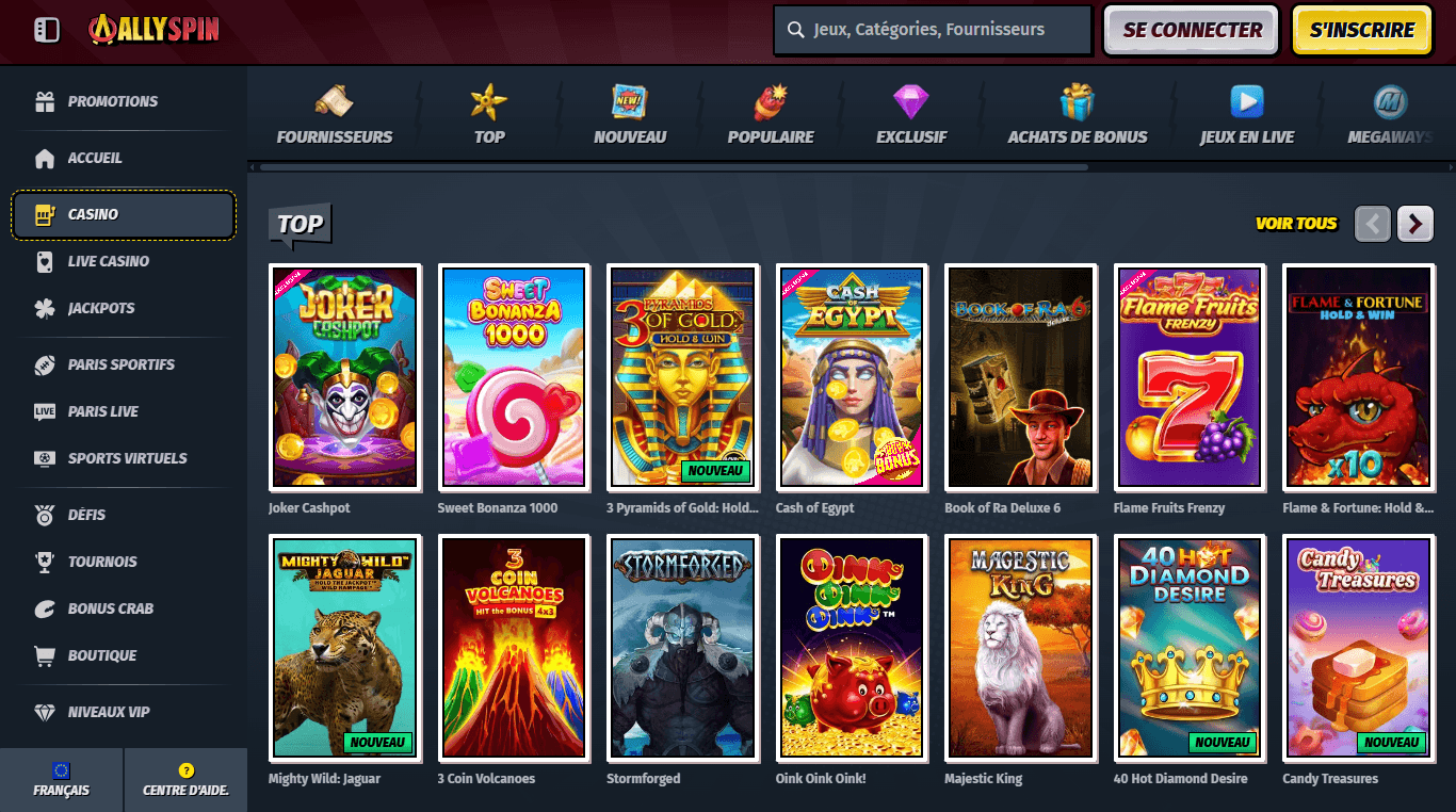 les jeux casino en ligne AllySpin