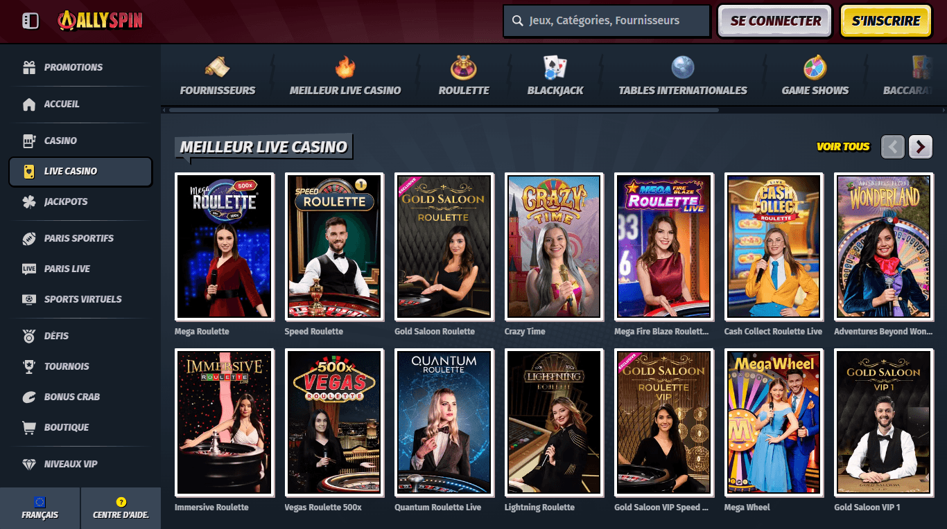 le casino en live AllySpin