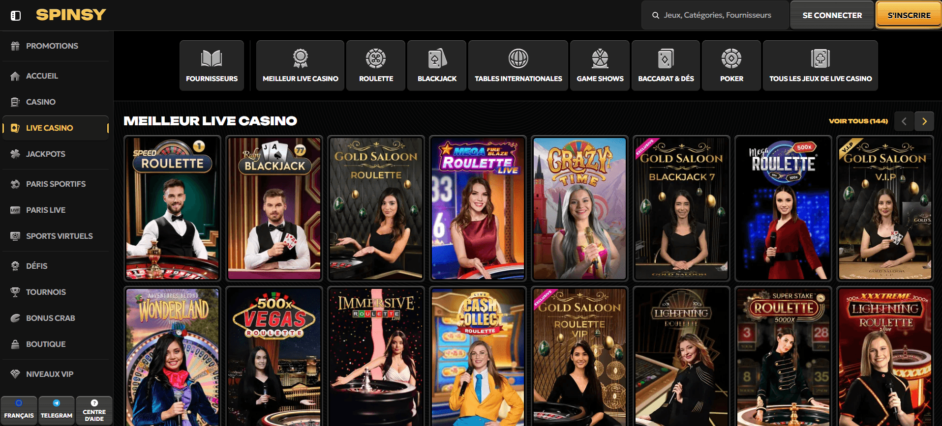 live casino spinsy