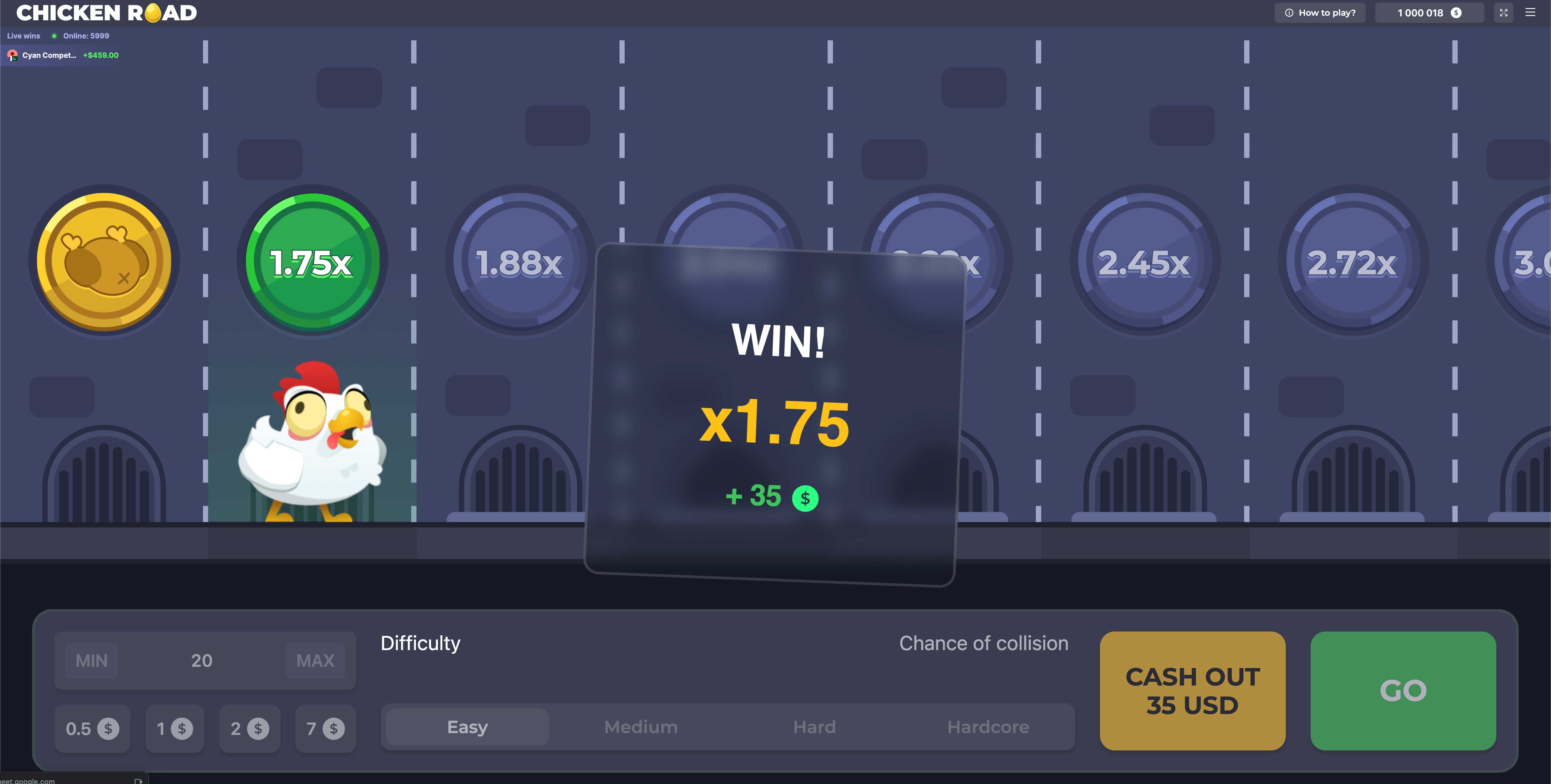 Gagner de l'argent sur le jeu Chicken Road